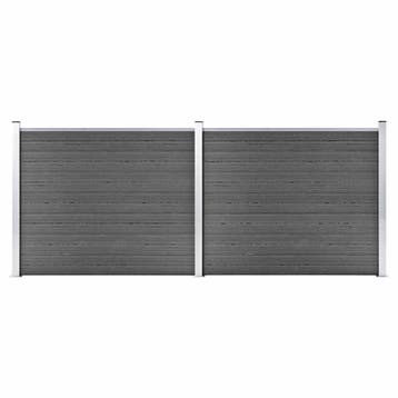 vidaXL Schuttingpanelenset 353x146 cm HKC zwart, Verzenden, Nieuw