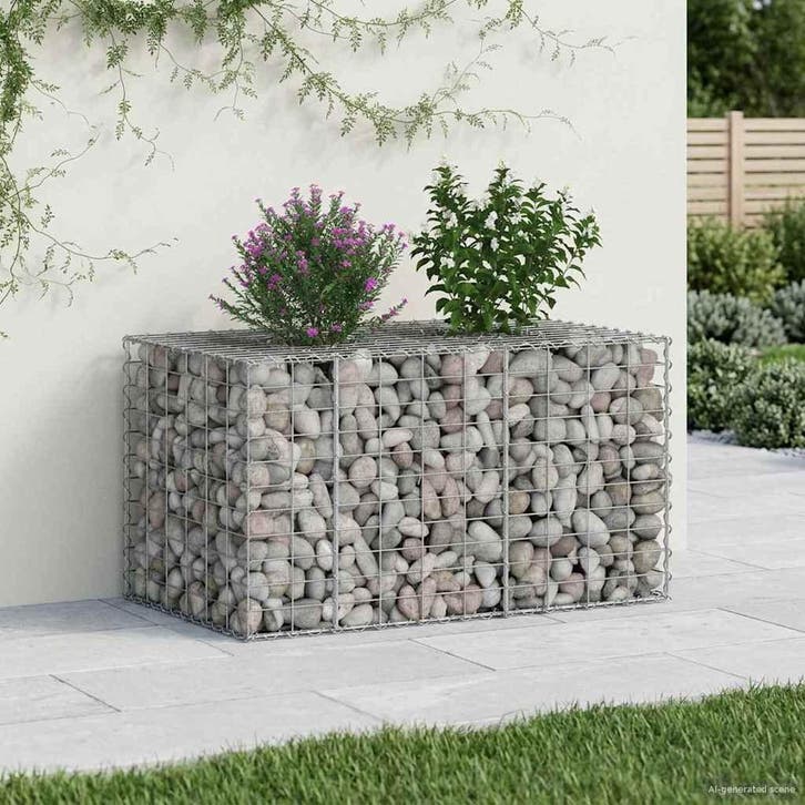vidaXL Gabion verhoogd bed Zilver, Jardin & Terrasse, Clôtures de jardin, Envoi