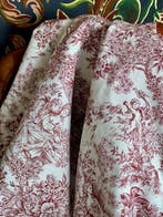 Tissu à double largeur toile de Jouy rouge pour décoration