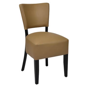 Stoel | TARA | Kunstleer/Hout | Taupe | Wengé Frame |, Verzenden