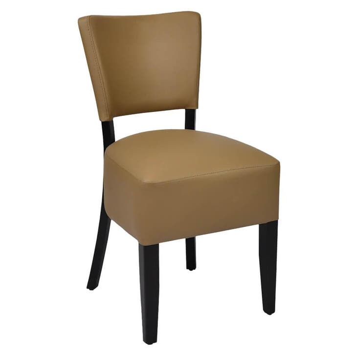 Stoel | TARA | Kunstleer/Hout | Taupe | Wengé Frame |, Zakelijke goederen, Horeca | Keukenapparatuur, Nieuw in verpakking, Verzenden
