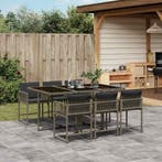 vidaXL 7-delige Tuinset met kussens poly rattan grijs, Verzenden, Nieuw, Tuinset