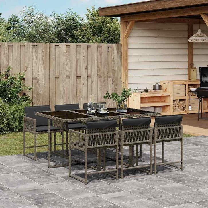 vidaXL 7-delige Tuinset met kussens poly rattan grijs, Tuin en Terras, Tuinsets en Loungesets, Tuinset, Nieuw, Verzenden