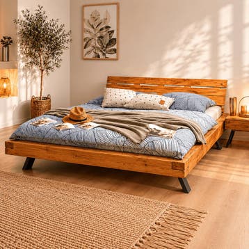 Van Schaik Liva Massief Wild Eiken Balkenbed - 180 x 210, Nieuw