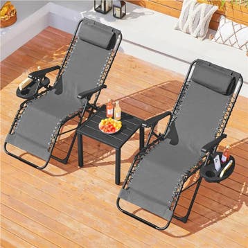 2dekans | Yaheetech Zero Gravity Stoelen Set van 2 –, Ophalen of Verzenden