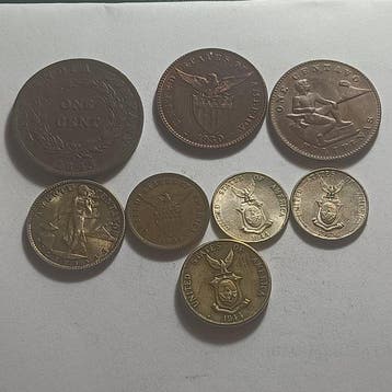 Verenigde Staten, Filipijnen. Lote 9 moedas (Zonder
