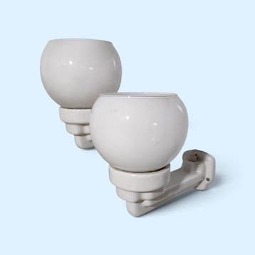 Lampe murale (2) - émaillé, Opaline - Art déco - moderniste
