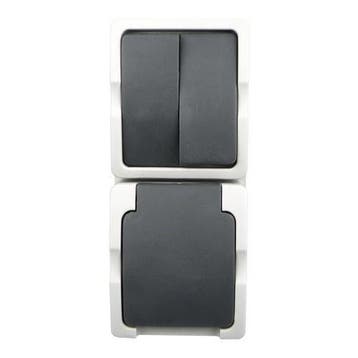 Ratio Combinatie Serieschakelaar/Wandcontactdoos Spatwaterdi, Verzenden