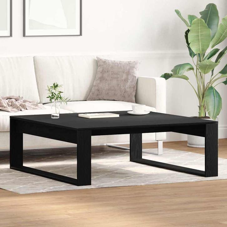 vidaXL Salontafel Zwart Eiken 100 x 100 x 35 cm Bewerkt hout, Maison & Meubles, Tables | Tables de salon, Envoi