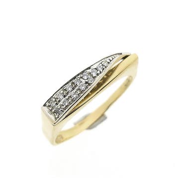 Assos bicolor gouden ring met zirconia, Ophalen of Verzenden