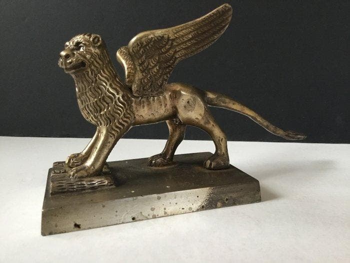 sculptuur, Zeldzaam De Leeuw van Venetië - 10 cm - Massief, Antiek en Kunst, Curiosa en Brocante