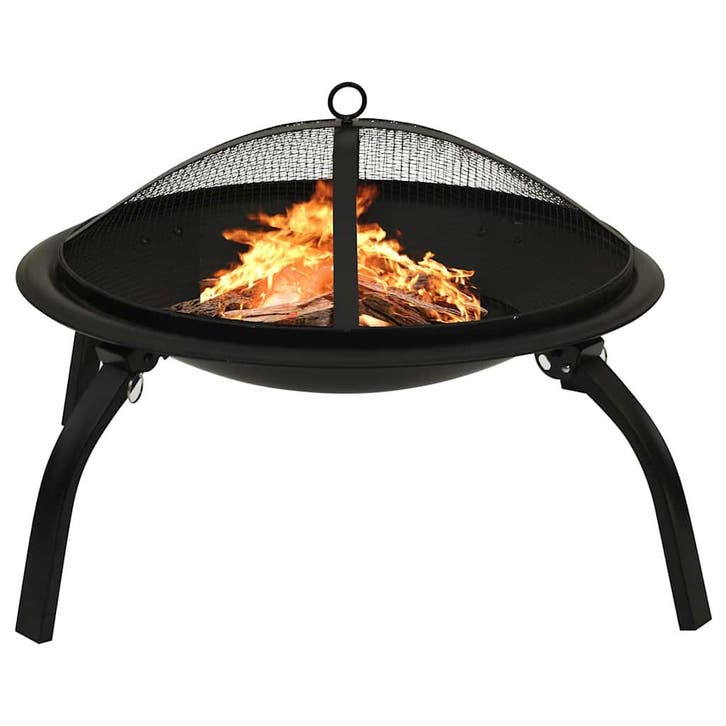 vidaXL Vuurschaal en barbecue 2-in-1 met pook 56x56x49 cm, Maison & Meubles, Cheminées, Envoi