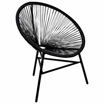 vidaXL Tuinmaanstoel poly rattan zwart, Tuin en Terras, Verzenden, Nieuw