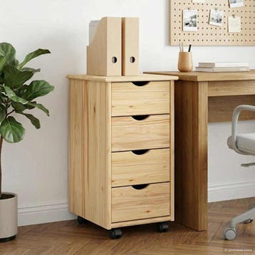 vidaXL Rollende kast 34 x 39 x 65,5 cm Massief vurenhout, Verzenden