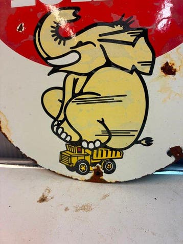 Tonka – Olifant met speelgoedtruck – Rond emaille