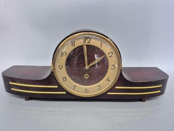 Klok - Antike Art Déco Kamin Uhr – Edles Holzgehäuse mit