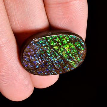 Natuurlijke ammoliet, ovaalvormige cabochon, losse edelsteen, Verzamelen, Mineralen en Fossielen