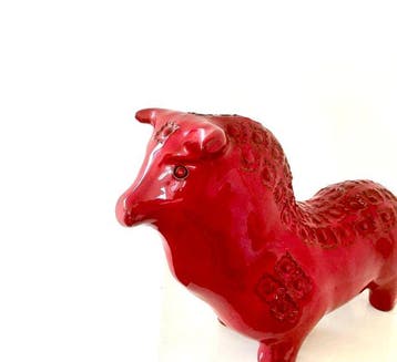 Bitossi - Aldo Londi - sculptuur, Roter Keramik Stier - 20