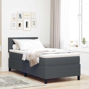 vidaXL Boxspring bed Donkergrijs en Wit 100 x 200 cm, Verzenden, Nieuw