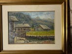 Giuseppe Bosio (1875-1972) - Paesaggio alpino con abitazioni
