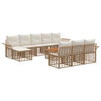 vidaXL Buiten bank set 11 pcs Natuurlijk en Crème Wit, Verzenden, Nieuw