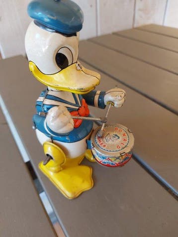 Line Mar Toys - Donald Duck Drummer - Opwindbaar blikken, Antiek en Kunst