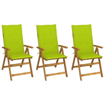 vidaXL Inklapbare stoelen 3 st met kussens massief, Verzenden, Nieuw