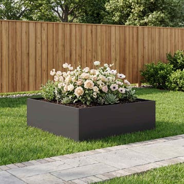 vidaXL Plantenbak Zwart 100 x 100 x 30 cm Koudgewalst staal, Verzenden, Nieuw