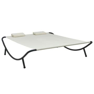 vidaXL Loungebed stof crème, Verzenden, Nieuw