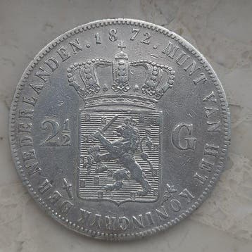 Nederland. Willem III. 2 1/2 Gulden 1872 (Zonder