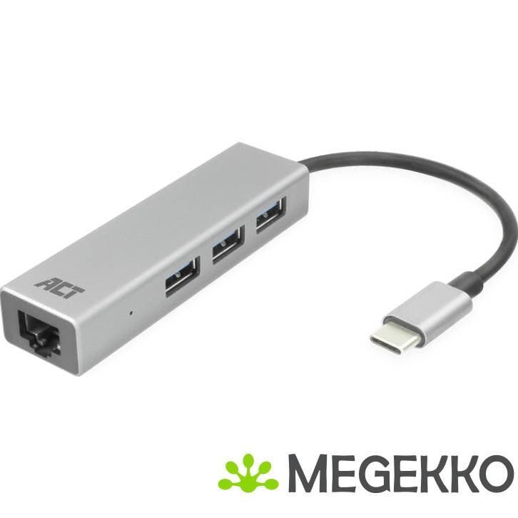 ACT USB-C Hub en Ethernet Adapter met USB-A, Computers en Software, USB Sticks, Nieuw, Verzenden
