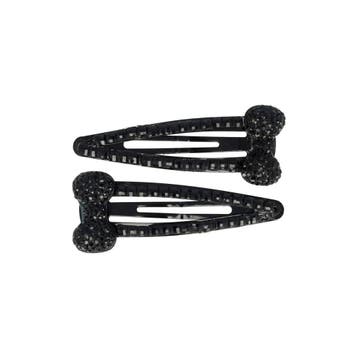 Haarspeld Klikklak 6cm - Strikje - Glitter Steentjes - Zwart, Nieuw