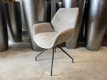 Veiling - Eetkamerstoel Mondial (set van 6) weefstof - taupe, Huis en Inrichting, Stoelen, Nieuw