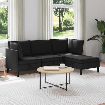 vidaXL Woonkamer Meubelset 4 st Zwart Stof, Verzenden, Nieuw