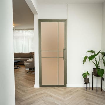 Stalen Binnendeur Olijfgroen 6 Vlaks Mat glas Luxe design, Binnendeur