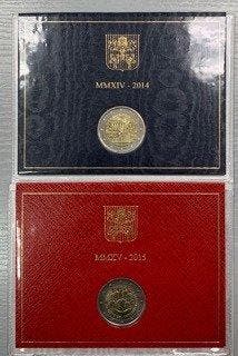Vaticaan. 2 Euro 2014/2015 Muro di Berlino + Incontro, Timbres & Monnaies, Monnaies | Europe | Monnaies non-euro