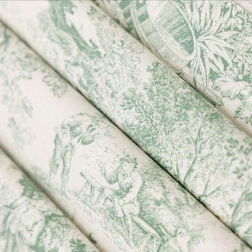 AA192 - Exclusieve Toile de Jouy Mintgroen - Meubelstof -