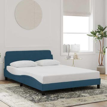 vidaXL Bedframe met hoofdeinde Dover fluweel blauw 140x200, Verzenden
