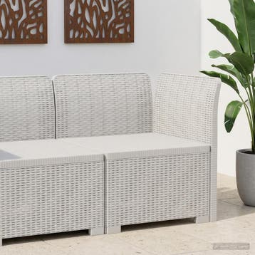 vidaXL Eén-zits Tuin Sofa Rieten Look PP Wit, Verzenden