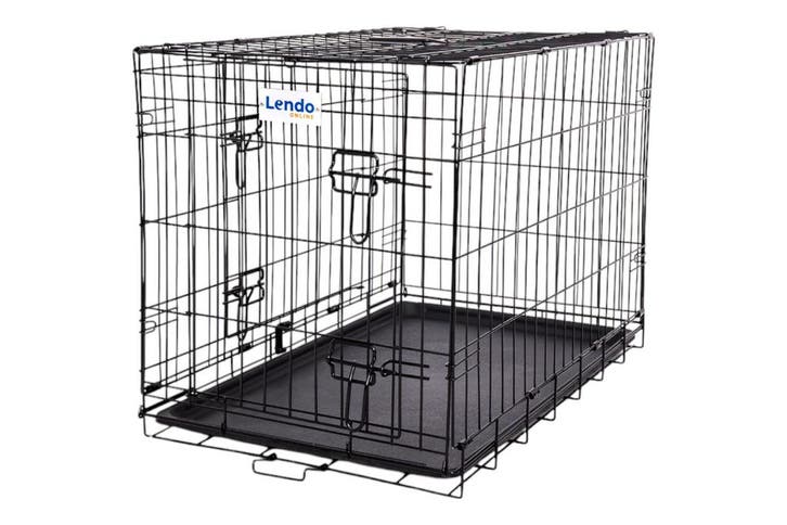Lendo Online Cage pour Chien Pliable 76x47x55cm Acier Noir, Animaux & Accessoires, Caisses pour chiens