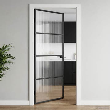 vidaXL Huisdeur 76 x 201,5 x 3,5 cm Aluminium en Gehard Glas, Doe-het-zelf en Bouw, Deuren en Vliegenramen, Verzenden, Nieuw