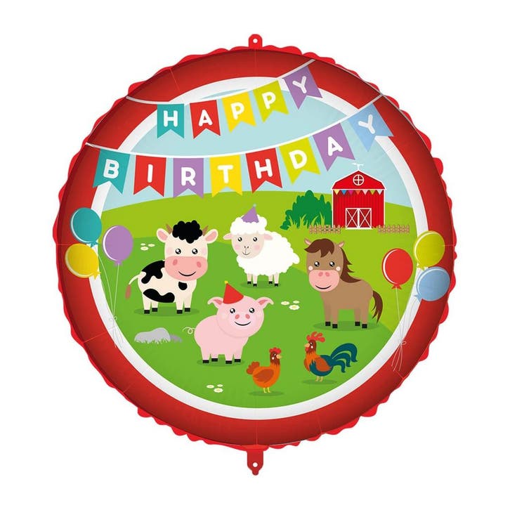Happy Birthday Helium Ballon Boerderij Dieren Leeg, Hobby & Loisirs créatifs, Articles de fête, Envoi