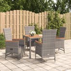 vidaXL 5-delige Tuinset met kussens poly rattan grijs, Verzenden, Nieuw, Tuinset