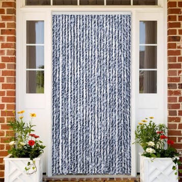 vidaXL Vliegengordijn 100x230 cm chenille blauw en wit, Verzenden