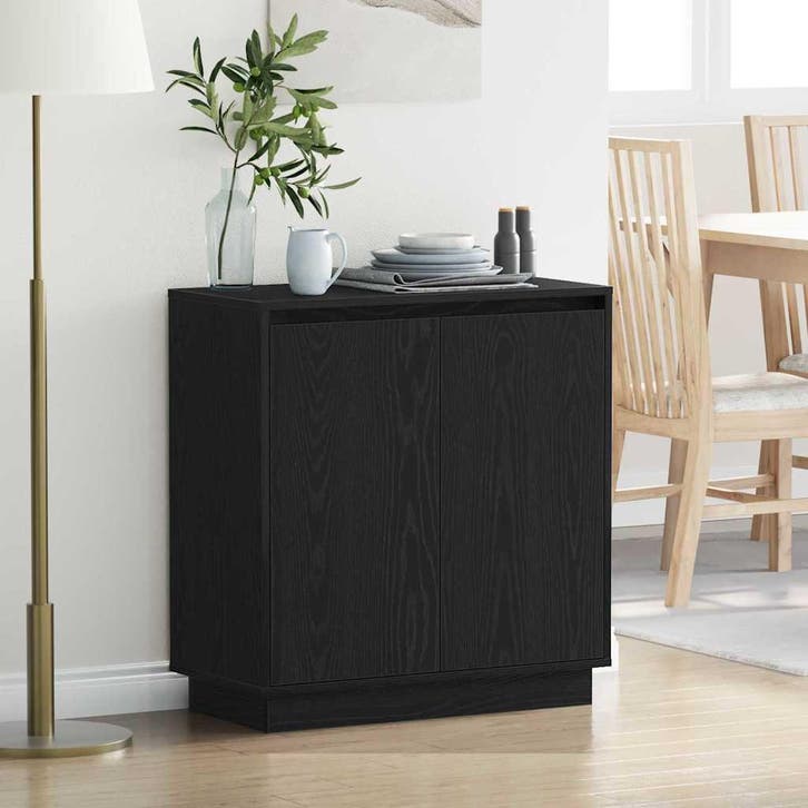 vidaXL LED Dressoir Zwart eiken 71 x 34,5 x 75 cm Bewerkt, Maison & Meubles, Tables | Coiffeuses, Envoi