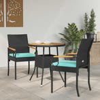 vidaXL Tuinstoelen 2 pcs Zwart en Turkoois Poly Rattan en, Verzenden, Nieuw