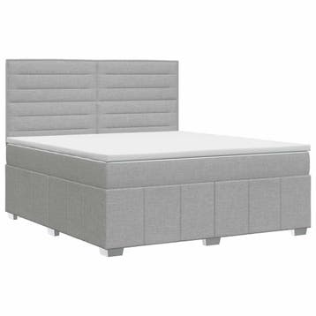 vidaXL Boxspringbed met matras Lichtgrijs 140 x 190 cm Stof, Verzenden