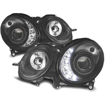 PHARES LED DAYLIGHT MERCEDES ET W211 02-06 FOND NOIR, Autos : Pièces & Accessoires, Verzenden