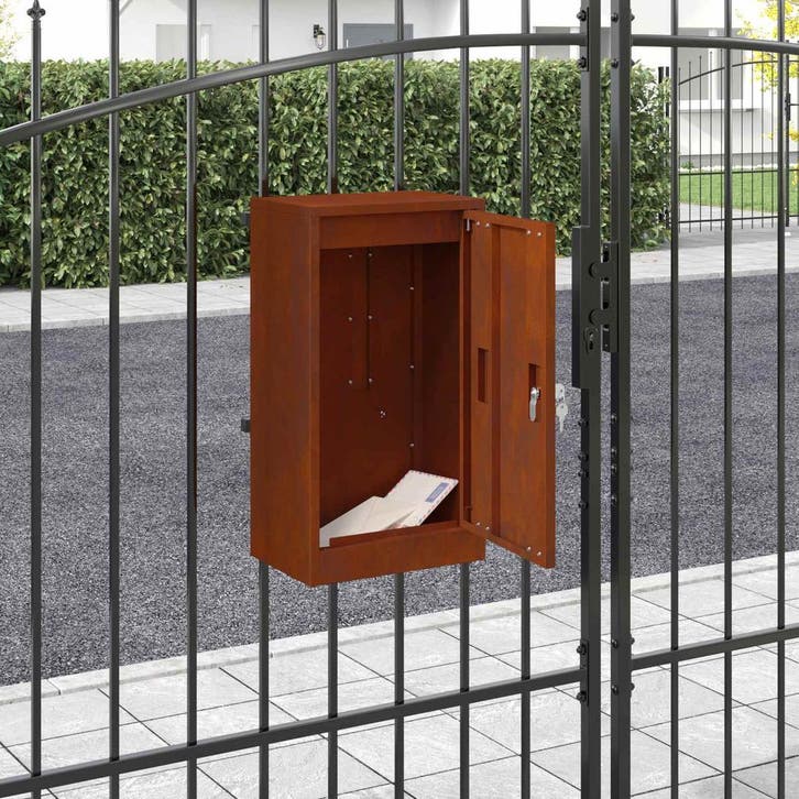 vidaXL Brievenbus met opslag Roestig 30 x 20 x 55 cm, Jardin & Terrasse, Boîtes aux lettres, Envoi