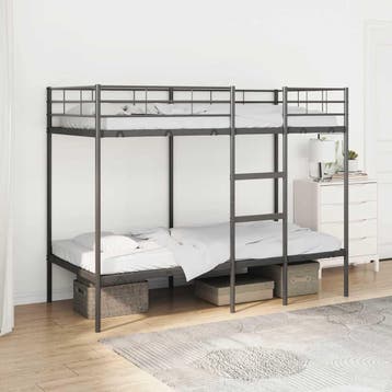 vidaXL Stapelbed zonder matras 90x190 cm staal zwart, Huis en Inrichting, Slaapkamer | Bedden, Verzenden, Nieuw